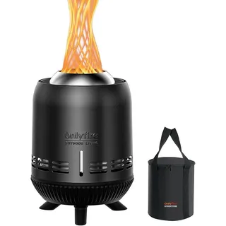Rauchfreie Pellet Feuerschale, Raucharmer Feuerschalen für den Garten, Tischkamin mit Tragetasche für Balkon & Camping, Edelstahl Tischfeuer für Pellets und Holz, 15x24cm, Schwarz - Schwarz
