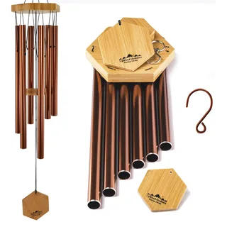 Windspiel für Menschen, die ihre Nachbarn mögen, beruhigende melodische Töne und solide konstruiertes Bambus/Aluminium-Glocke, Veranda, Garten oder Hinterhof.