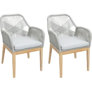 Mendler HWC-H56b Gartenstuhl 58 x 58 x 85 cm hellgrau 2 St.