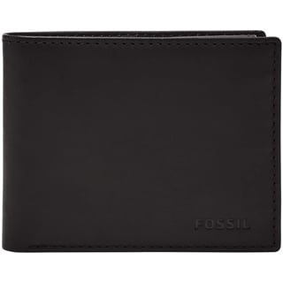 Fossil Herren Derrick Leder RFID Bifold Passcase mit abnehmbarem Kartenetui Brieftasche für Männer, Schwarz, Einheitsgröße