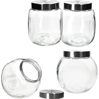 4x Dora Keksglas 2L Bonbonniere Glasdose mit Metall-Deckel Vorratsglas