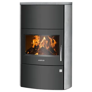 Justus | Kaminofen | Agero W+ | 7 kW | Stahl Schwarz, Speckstein