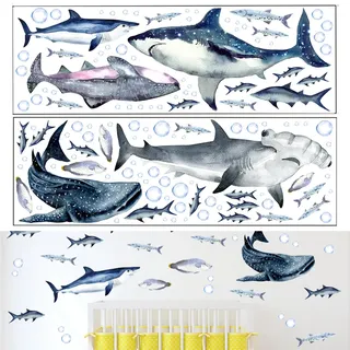 2 Stück Große Wandtattoo 30 * 90 Cm Meer Wandtattoo Bad Wandtattoo Unterwasserwelt Wandtattoo Kinder Geeignet für die Wanddekoration von Kinderzimmern Schlafzimmern und Badezimmern