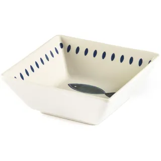 Excelsa Ocean, Set mit 6 Schalen aus Keramik, 13 x 13 cm, Dekoration Fische blau