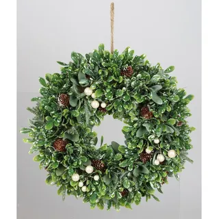 WH Türkranz Buchsbaum Ø 32 cm mit Deko 8 Stück Weihnachtskranz Weihnachtsdeko