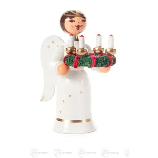 Engel Miniatur mit Adventskranz H=ca 6,5 cm NEU Erzgebirge Weihnachtsfigur