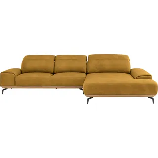 Musterring Wohnlandschaft "MR 2490 Ecksofa mit erstklassigem Sitzkomfort, Long-Life-Leder" Fuß Schwarz, Sitzhöhe 46cm, wahlweise mit Funktionen, Maße 342x207 cm, kurkuma, s