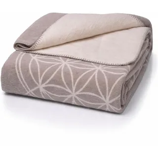 Glart Blume des Lebens Kuscheldecke 150 x 200 cm Grau/Ecru