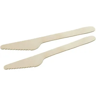 Holzmesser 30er Set aus Birke – Praktisches Mehrweg Besteck für Camping, Grillen oder Party – Das Holzbesteck ist biologisch abbaubar und somit gut für die Umwelt – 16 cm, 30 Stk.