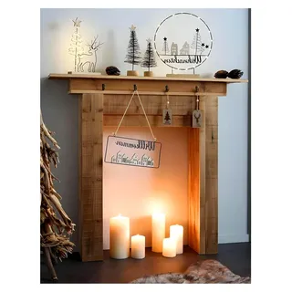 Rustikale Kaminkonsole aus recyceltem Holz, 100x22x89 cm