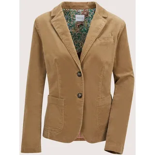 Jackenblazer MADELEINE "Samtblazer Samtblazer mit Stretch-Komfort", Damen, Gr. 36, beige (berber), Obermaterial: 98% Baumwolle CO. 2% Elasthan EL., Modern, Blazer Jackenblazer, Sportsamt Blazer