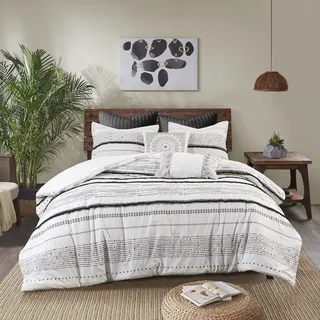INK + IVY Steppdecke aus 100% Baumwolle, modernes Design, für alle Jahreszeiten, mit passenden Kissenbezügen, Full/Queen-Size-Bett (223.5 x 233.7 cm), NEA, Quasten-Akzent, 3-teilig
