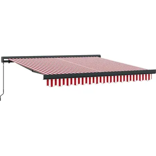 Einziehbare Markise Rot und Weiß 300 x 250 cm Stoff und Metall - Rot