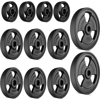 Marbo Sport Tri-Grip gummierte Guss Hantelscheiben-Set Hantelscheibe 29 kg schwarz