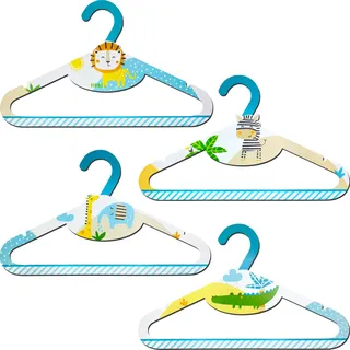 Dalber Kinder-Kleiderbügel aus ökologischem Holz – Dschungeltiere – 8 Stück (2 Modelle) – 31 cm – lustiges, sicheres Design für Babys und Kinder – ideal für den Schrank.
