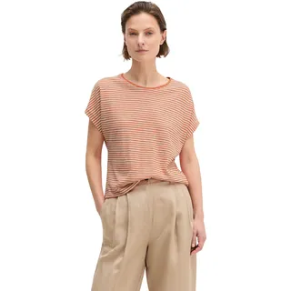 T-Shirt MARC O'POLO, Damen, Gr. M, multi, warm orange, Jersey, Obermaterial: 100% Baumwolle, regular fit normal, Rundhals, Shirts T-Shirt, Gestreift, regular aus Baumwoll-Single-Jersey