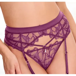 Strapsgürtel LASCANA, Damen, Gr. 40/42, bunt (bordeauxrot), Spitze, Obermaterial: 67% Polyester, 27% Polyamid, 6% Elasthan, Strumpfhalter Strapsgürtel, aus leicht transparenter Spitze mit hübschen Glitzerdetails