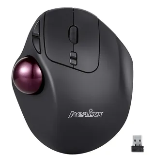 Perixx PERIMICE-717 D Trackball Funk Laser Schwarz 7 Tasten 2000 dpi Ergonomisch, Integrierter Trackball - 400/1000 - (5 Programmierbar)