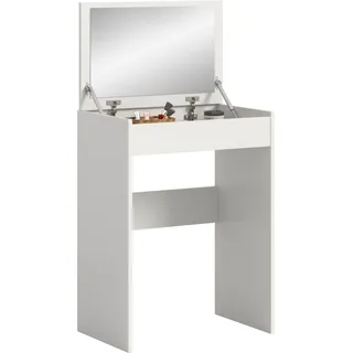 WELLTIME "MIRA, Breite 62cm, aufklappbar mit Innenspiegel & Stauraumfach", Kosmetiktisch, Frieserkommode, Schreibtisch, Home-Office-Schreibtisch, weiß, weiß, weiß,