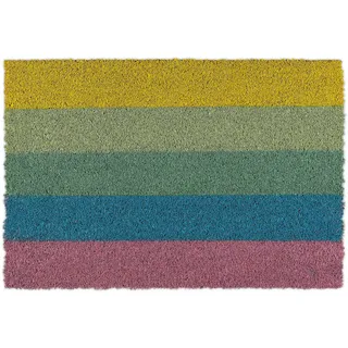 Relaxdays Fußmatte Kokos, Türvorleger Regenbogen, rutschfest, gestreift, Kokosfußmatte innen & außen, 40x60 cm, bunt, 1 Stück