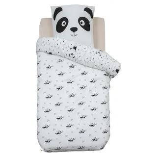 Kinderbettwäsche PANDA, Baumwolle, 140 x 200 cm - Weiß