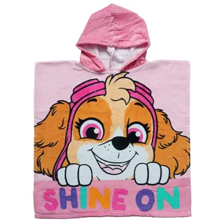 United Labels Paw Patrol - Badeponcho für Mädchen Handtuch Kinder Badetuch mit Kapuze 100% Baumwolle 50 x 100 cm Rosa