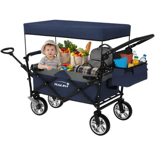 Hauki Bollerwagen faltbar Blau/Grau