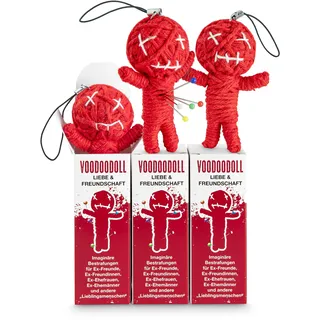 Voodoo Puppe Liebe & Freundschaft 3er-Pack Voodoo Doll Imaginäre Bestrafungen für Ex-Freunde/-Freundinnen, schlechte Freunde und weitere „Lieblingsmenschen“ Geschenk im Karton 5 x PRYM Stecknadel