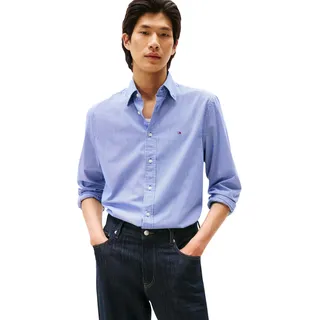 Tommy Hilfiger Herren Hemd Flex Poplin Micro Gingham Regular Fit, Mehrfarbig (Wedge Blue/Check), S