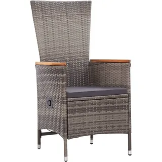 vidaXL Gartenstühle 2 Stk. mit Auflagen Poly Rattan Grau - Grau