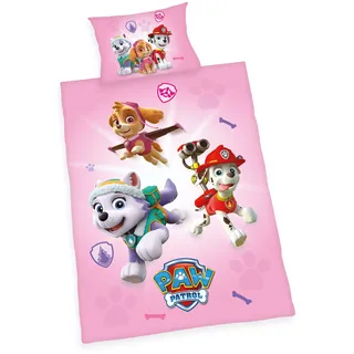 Herding PAW PATROL Kleinkinder-Bettwäsche-Set, Wendemotiv, Bettbezug 100x135cm, Kopfkissenbezug 40x60cm, Baumwolle/Renforcé