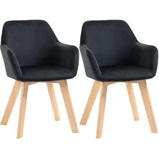 Homcom Küchenstuhl Polyester Samt schwarz 2er Set