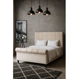 Doppelbett Samt Bett Vintage Ehebett Boudoir Polsterbett Bettgestell 160x200cm
