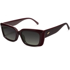 SOJOS Sonnenbrille Damen Cateye Vintage Rechteckig Klassische Retro 90er Mode UV400 Schutz Succinct Brille SJ2238 mit Rot Rahmen