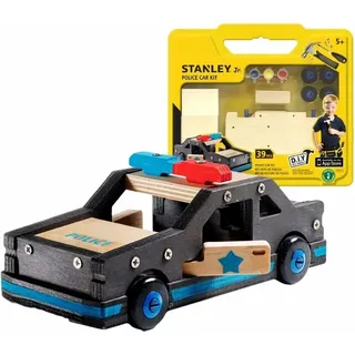 Stanley DIY Polizeiauto - Konstruktionsspielzeug - 20.5 x 10 x 8.4 CM - Komplettset mit Schrauben und Farbe - 39 Teile - Holz - Schwarz