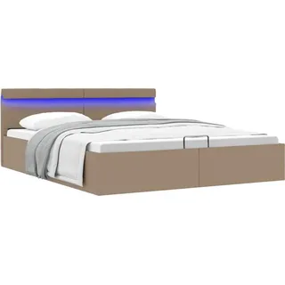 vidaXL Stauraumbett mit LED Cappuccino-Braun Kunstleder 180×200cm - Braun