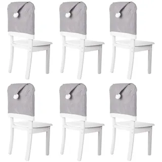 AOOPOO Weihnachten Stuhlhussen, 4er/6er Set Grau Esszimmer Stuhl Überzug Abdeckungen Weihnachtsmann Hut Stuhlrückenbezüge für Esstisch Stühle Xmas Party Dekor (6er)