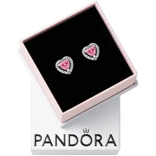 Pandora Ohrstecker Timeless rosafarbene Herz 298427C02 Silber Zirkonia