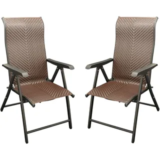 DEGAMO Klappsessel ANTIBES Hochlehner Metall + Polyrattan braun klappbar 2 Stck. - Braun, Schwarz