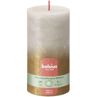 Bolsius Stumpenkerze Rustik Sunset Sandgrau+Gold 13 cm Stumpenkerze
