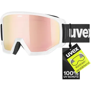 Uvex athletic CV - kontrastverstärkende Skibrille mit Anti-Fog-Beschichtung im kantigen Retro-Design für Damen und Herren - white matt 113, one size