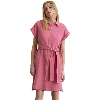 Blusenkleid MARC O'POLO, Damen, Gr. 44, N-Gr, rosa (blushed pink), Web, Obermaterial: 100% Leinen, relaxed fit knieumspielend, Kleider Blusenkleid, mit Bindegürtel, A-Shape