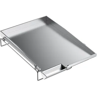 onlyfire Universal Seitenbrenner Edelstahl Grillplatte, BBQ Plancha Grillpfanne mit Abnehmbarem Grill aus Edelstahl, passend für die Meisten Gasgrill und Holzkohlegrill, Grillschale mit Fettablauf