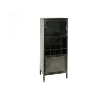 Kawola Weinschrank Coro Schwarz Metall , Rechteckig , 55x135x40 cm , Weinregale