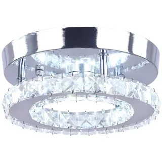 diisunbihuo Mini Kristall Kronleuchter Große Kristall Deckenlampe Runde LED Pendelleuchte für Flur Treppe (kühl weiß) (Round Cool White)