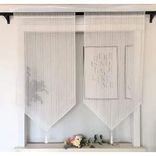 Vordesack Jacquard Panneaux mit Quaste Scheibengardine Kurzstore mit Stickerei Streifenmotiv Bistrogardinen mit Tunnelzug 2 Stück HxB 90x60cm Streifen