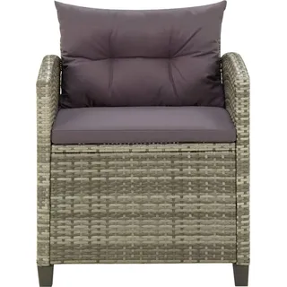 vidaXL Gartenstuhl mit Kissen Poly Rattan Grau - Grau