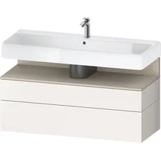 Duravit Qatego Waschtischunterbau, 1 Auszug und 1 Schublade, 1190x470x590mm, Nische Taupe Supermatt, QA4396083, Farbe: Weiß Supermatt/mit Nischenbeleuchtung