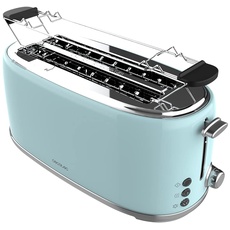 Cecotec Toaster 4 Scheiben Toast&Taste 1600 Retro Double Blue, 1630 W, 2 Breite und Lange Schlitze von 3,8 cm, Edelstahl, Obere Roste, Regulierbare Leistung, Krümelschublade