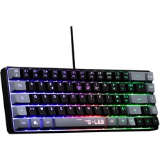 The G-Lab Keyz Hydrogen, Gamer-Tastatur, 60%, halbmechanische Tastatur, kabelgebunden, Azerty, Hintergrundbeleuchtung, mehrfarbige Hintergrundbeleuchtung, geräuscharm, kompaktes Format TKL –